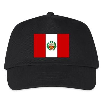 Peru Flagge Fahne - Kinder Basecap - Schwarz - Vorne