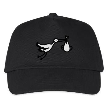 Storch + Baby - Kinder Basecap - Schwarz - Vorne