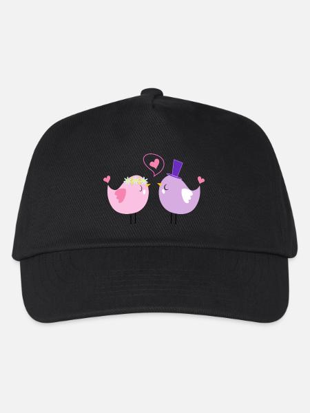 Vogel Herz I love you Valentinstag für Pärchen - Kinder Basecap - Schwarz