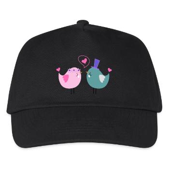 Vogel-Brautpaar - Kinder Basecap - Schwarz - Vorne