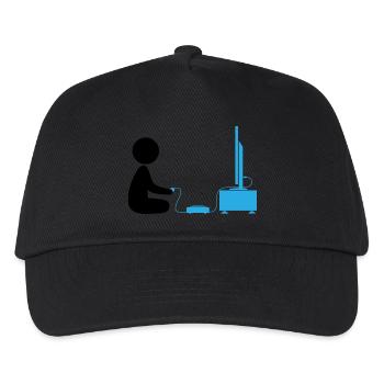 A Boy Plays With His Games Console - Kids’ Baseball Cap - black - Front