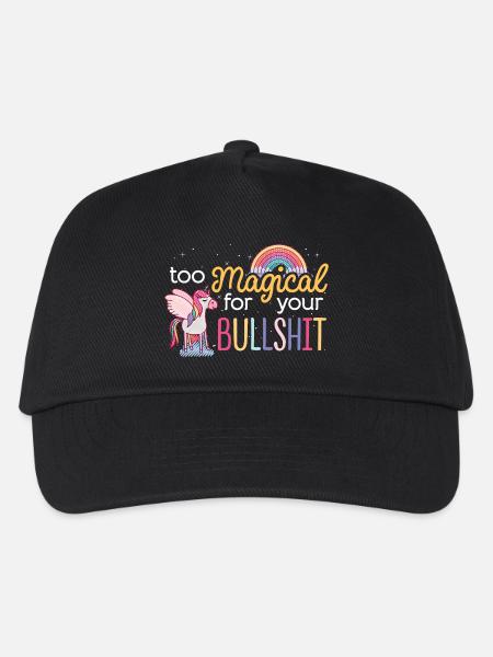 Einhorn TOO MAGICAL FOR YOUR BULLSHIT spruch - Kinder Basecap - Schwarz