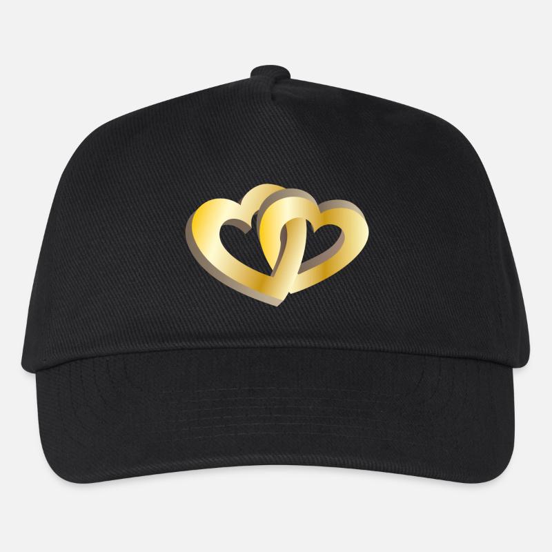 Zwei goldene Herzen - Kinder Basecap - Schwarz