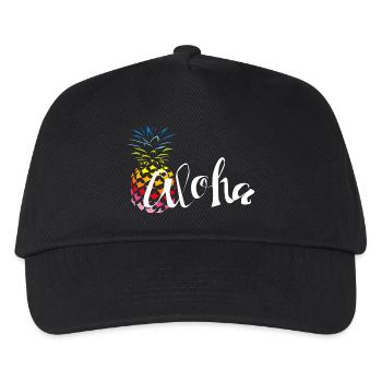 Ananas Regenbogen Aloha - Kinder Basecap - Schwarz - Vorne