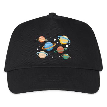 Saturn Planeten - Kinder Basecap - Schwarz - Vorne