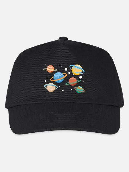 Saturn Planeten - Kinder Basecap - Schwarz