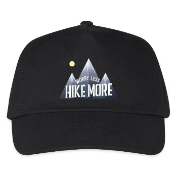 "Sorge weniger Wandern mehr" Wanderer T-Shirt - Kinder Basecap - Schwarz - Vorne