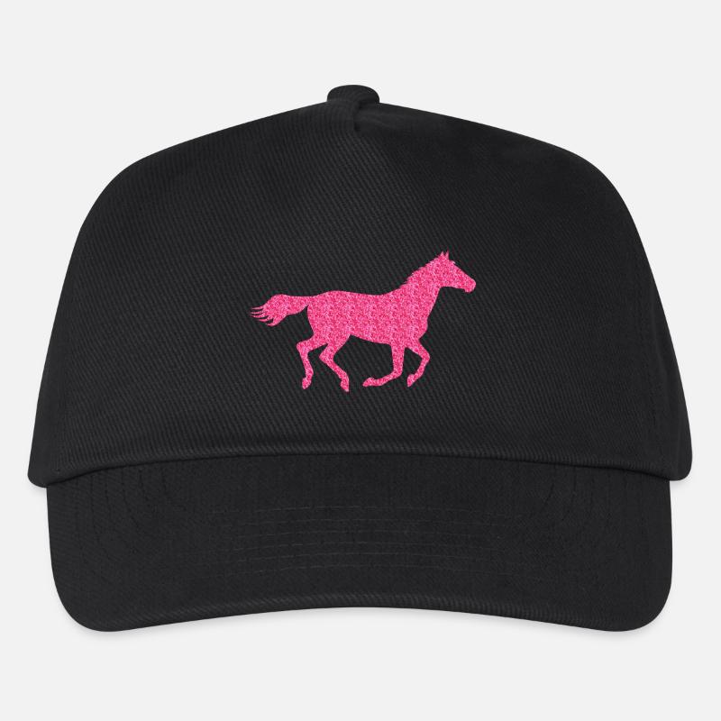 Glitzer Pferd - Kinder Basecap - Schwarz