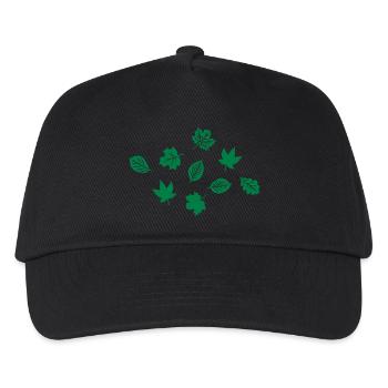 Grüne Blätter, einfärbbar - Kinder Basecap - Schwarz - Vorne