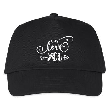 Ich liebe dich Charme zwischen Herzen und Pfeilen Muster - Kinder Basecap - Schwarz - Vorne