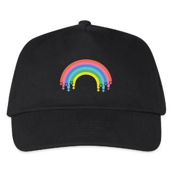 Regenbogen mit Sternen - Kinder Basecap - Schwarz - Vorne