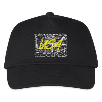 USA United States White - Kids’ Baseball Cap - black - Front