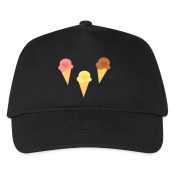 Ice Cream Heart Ice Cream Strawberry Ice Cream Vanilla Ice Cream Chocolate Ice Cream - Kids’ Baseball Cap - black - Front