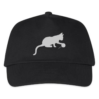 Wool Ball Kitten Plays Outline - Kids’ Baseball Cap - black - Front