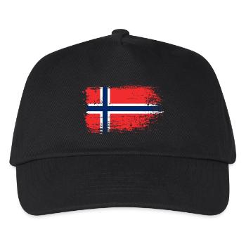 Norwegische Flagge Grunge Textur - Kinder Basecap - Schwarz - Vorne