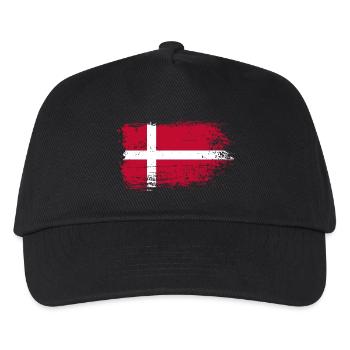 Grunge Danish Flag Print - Kids’ Baseball Cap - black - Front