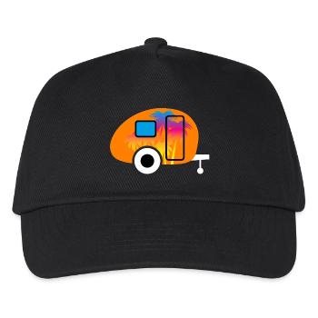 Caravan Wohnwagen Palmen Verlauf Camper Sommer Fun - Kinder Basecap - Schwarz - Vorne