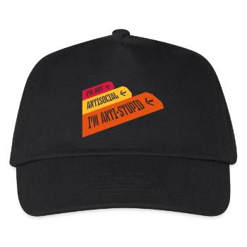 not antisocial anti stupid - Kids’ Baseball Cap - black - Front