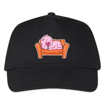 Schwein NIedlich ausschlafen Schlaf - Kinder Basecap - Schwarz - Vorne