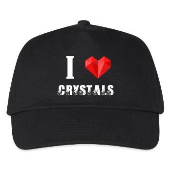 I Love Crystals Kristallzucht Kristallzüchter Herz - Kinder Basecap - Schwarz - Vorne