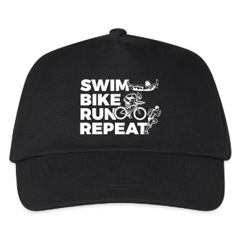 Swim Bike Run Repeat - Kinder Basecap - Schwarz - Vorne