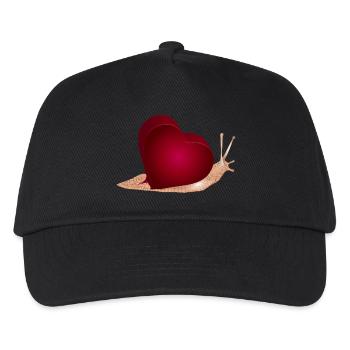 Schnecke mit rotem Herz als Schneckenhaus - Kinder Basecap - Schwarz - Vorne