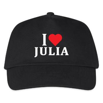 T-Shirt Ich liebe Julia T-Shirt Geschenkidee - Kinder Basecap - Schwarz - Vorne