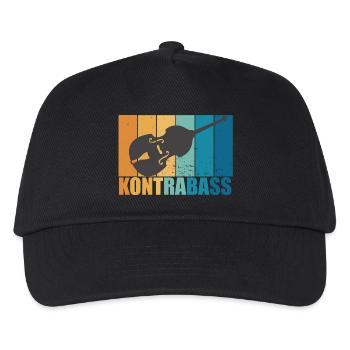 Kontrabass Vintage Instrument Musiker Geschenk - Kinder Basecap - Schwarz - Vorne