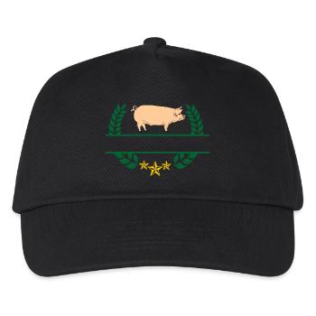 Schwein im grünen Lorbeerkranz - Kinder Basecap - Schwarz - Vorne