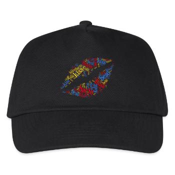 Kiss Kiss Kuss Bisou Beso Word Cloud T-Shirt - Kinder Basecap - Schwarz - Vorne