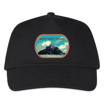 Illustration in Blau und Grün des Mont Saint Michel - Kinder Basecap - Schwarz - Vorne