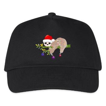funny sloth with santa hat for christmas - Kids’ Baseball Cap - black - Front