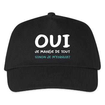 Je mange de tout sinon je m'ennuie Humour - Casquette de baseball Enfant - noir - Devant