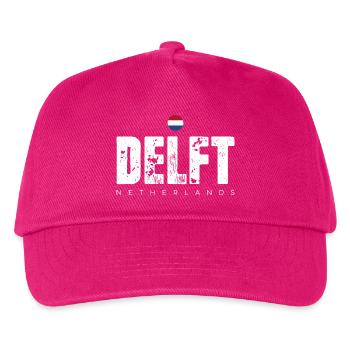 Delfter Wortmarke im Distressed-Ärger - Kinder Basecap - Fuchsia - Vorne