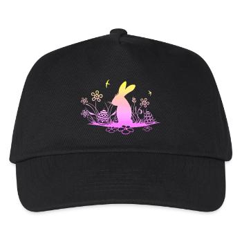 Ostern Osterhase auf Wiese mit Schwalben - Kinder Basecap - Schwarz - Vorne