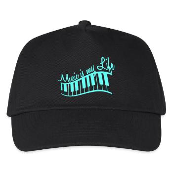 Music is my Life Text Keyboard Piano Love Party - Kinder Basecap - Schwarz - Vorne
