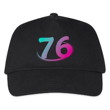 Nummer 76 mehrfarbig - Kinder Basecap - Schwarz - Vorne