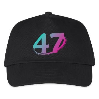Nummer 47 mehrfarbig - Kinder Basecap - Schwarz - Vorne