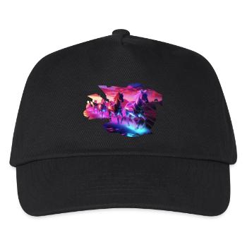 Electric Herd - Synthwave Horses - Kids’ Baseball Cap - black - Front