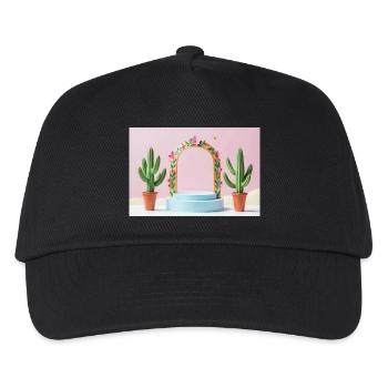 Pastel Arch Floral Frame and Cacti - Kids’ Baseball Cap - black - Front