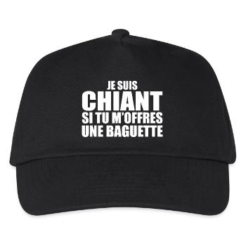 Mann, der anbetet: Baguette. Lustiger Design-Humor - Kinder Basecap - Schwarz - Vorne