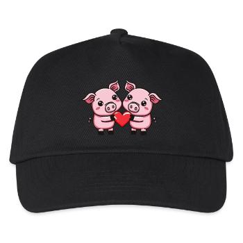 Pig Couple In Love Sow Valentine's Day - Kids’ Baseball Cap - black - Front
