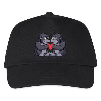 Gorilla Paar Valentinstag - Kinder Basecap - Schwarz - Vorne