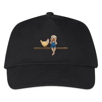 Junge mit Huhn und Mais - Kinder Basecap - Schwarz - Vorne