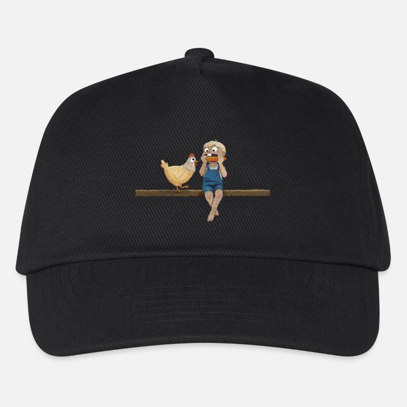 Junge mit Huhn und Mais - Kinder Basecap - Schwarz