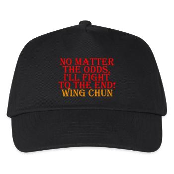 Wing Chun Hemd Ich werde bis zum Ende kämpfen - Kinder Basecap - Schwarz - Vorne