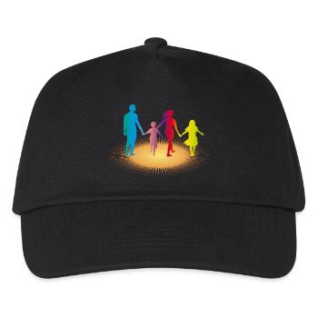 Bunte Familie im Sonnenlicht - Kinder Basecap - Schwarz - Vorne