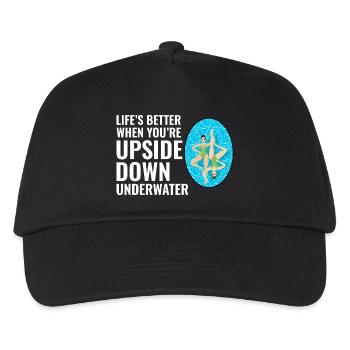 Life’s Better Upside Down Underwater Swimming - Kids’ Baseball Cap - black - Front