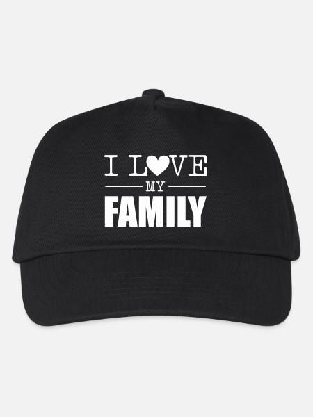 I Love My Family Herz Typo Design - Kinder Basecap - Schwarz