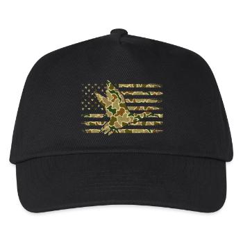 Ente Camo US-Flagge Wasservögel Patriotische Szene - Kinder Basecap - Schwarz - Vorne